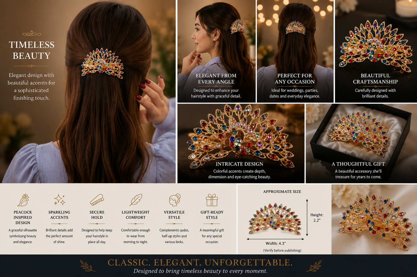 Peacock Bloom Hair Clip