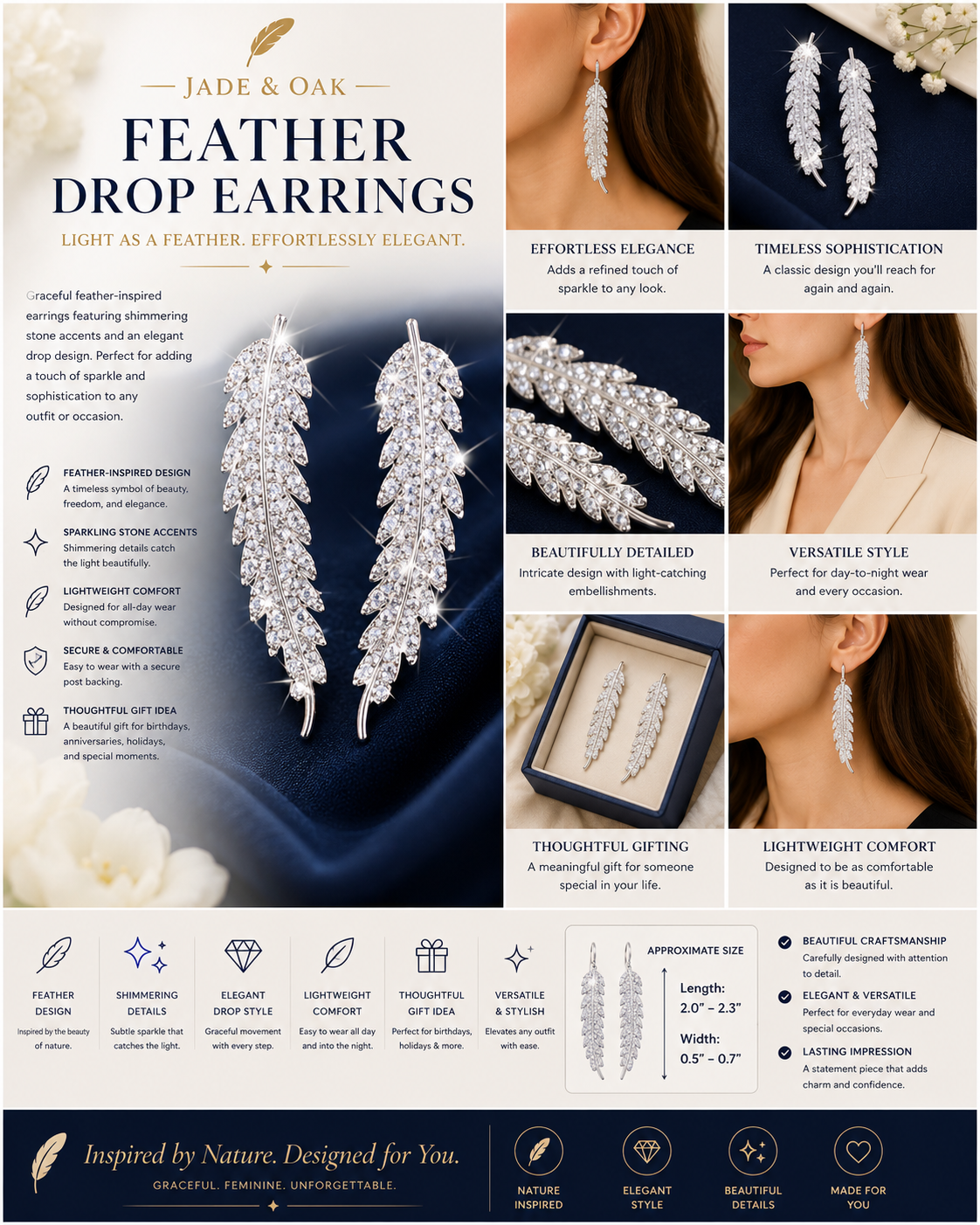 Shimmering Feather Earrings
