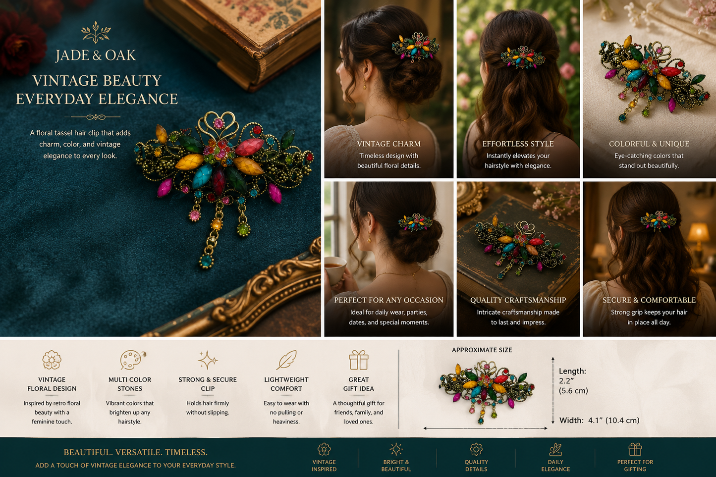 Elegant Vintage-Inspired Hair Barrette