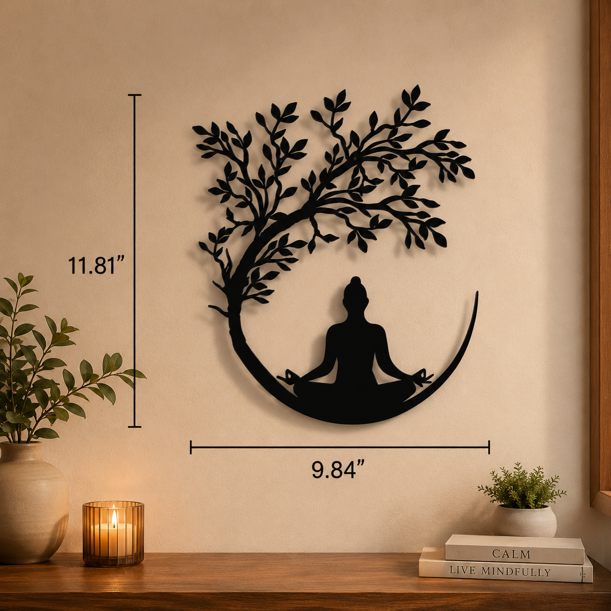 Tree of Serenity Metal Wall Art – Yoga & Meditation Inspired Décor