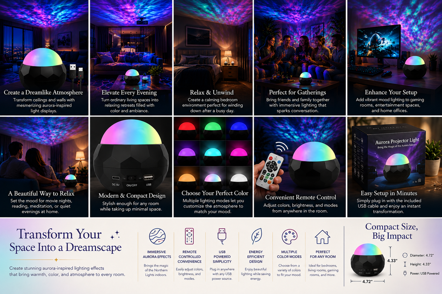 Aurora Glow Ambient Projector Light