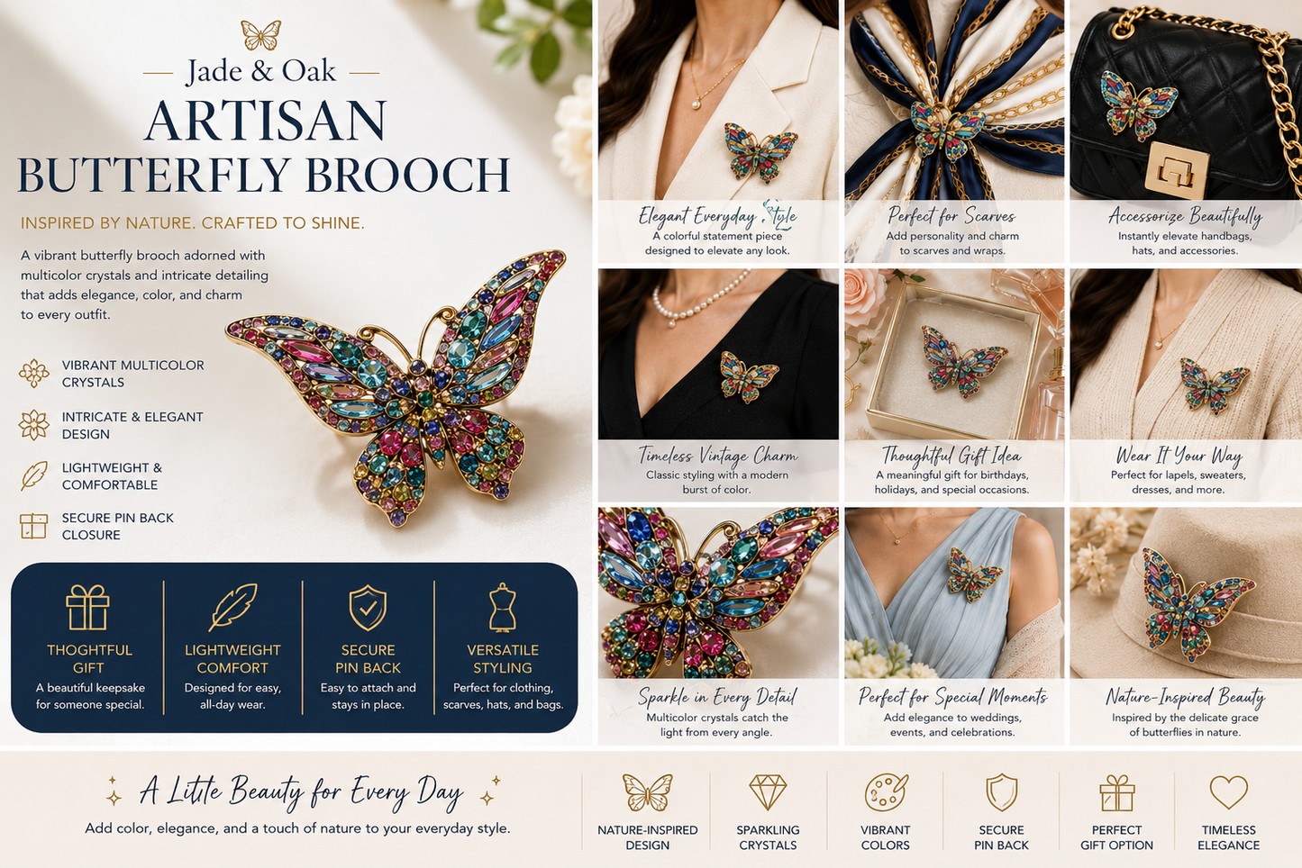 Enchanted Garden Butterfly Brooch