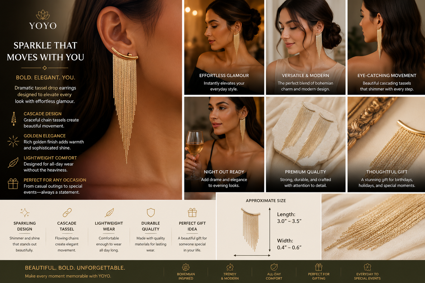 Cascade Tassel Statement Earrings