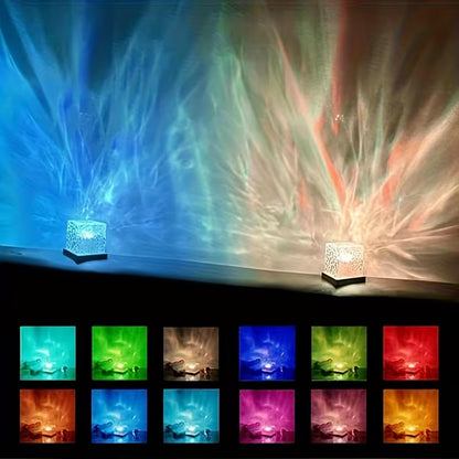 Aurora Wave Cube Ambient Light – USB Powered Multi-Color LED Night Lamp with Remote Control for Bedroom & Living Room