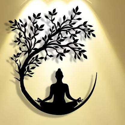 Exquisite Yoga Metal Plaque – Decorative Wall Art, Suitable for Ramadan, Home, Office & Cafes