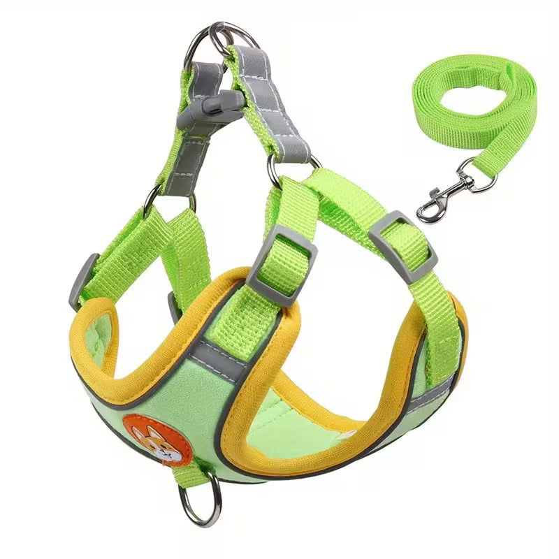 Dogs Adjustable Harness & Leash Set – No Pull Chest Vest for Small & Medium Dogs, Puppy Walking Outdoor Supplies