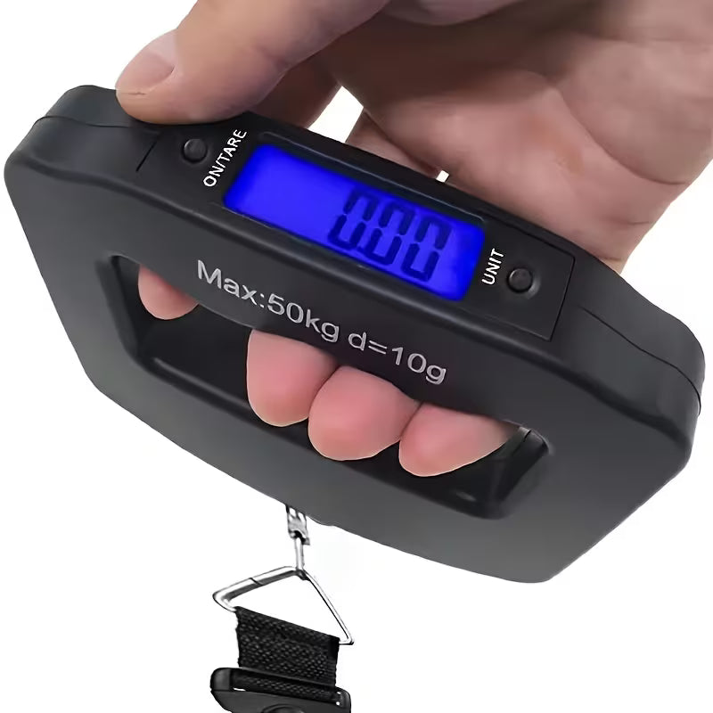 Portable Digital Hanging Luggage Scale 50kg/110lb – Mini Handheld Travel Weighing Scale with Backlit LCD Display