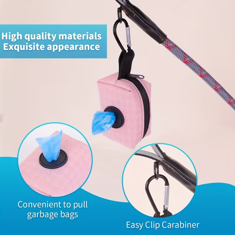 Korean-Style Portable Dog Waste Bag Dispenser – Polyester Poop Bag Holder Pouch for Travel & Outdoor Walks