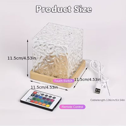 Aurora Wave Cube Ambient Light – USB Powered Multi-Color LED Night Lamp with Remote Control for Bedroom & Living Room