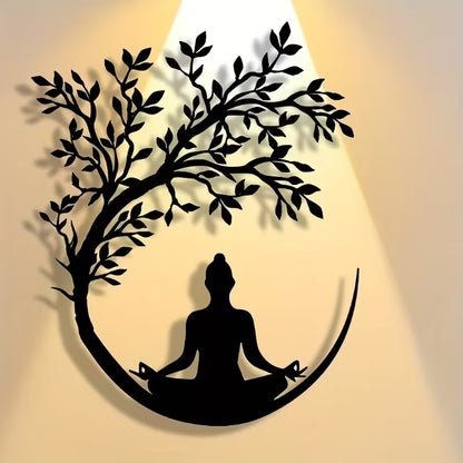 Exquisite Yoga Metal Plaque – Decorative Wall Art, Suitable for Ramadan, Home, Office & Cafes