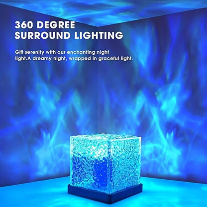 Aurora Wave Cube Ambient Light – USB Powered Multi-Color LED Night Lamp with Remote Control for Bedroom & Living Room
