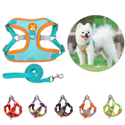 Dogs Adjustable Harness & Leash Set – No Pull Chest Vest for Small & Medium Dogs, Puppy Walking Outdoor Supplies