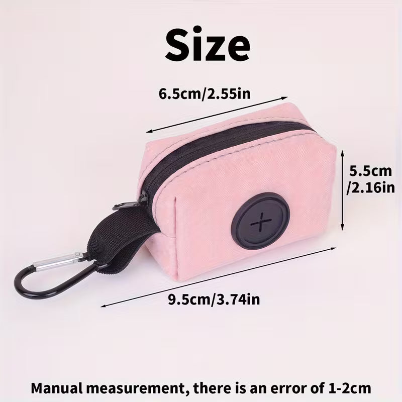 Korean-Style Portable Dog Waste Bag Dispenser – Polyester Poop Bag Holder Pouch for Travel & Outdoor Walks