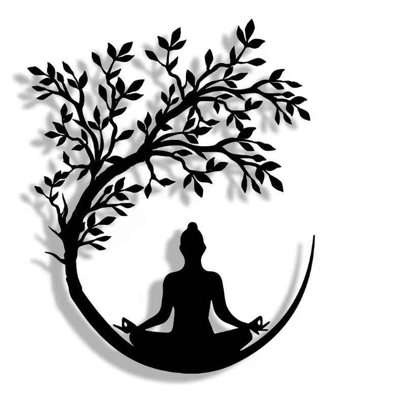 Exquisite Yoga Metal Plaque – Decorative Wall Art, Suitable for Ramadan, Home, Office & Cafes