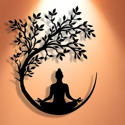 Exquisite Yoga Metal Plaque – Decorative Wall Art, Suitable for Ramadan, Home, Office & Cafes