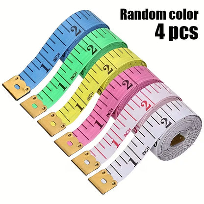 4-Pack Professional Flexible Measuring Tapes – Mixed Colors, Metric Soft Tape Measures for Body, Sewing & Tailoring