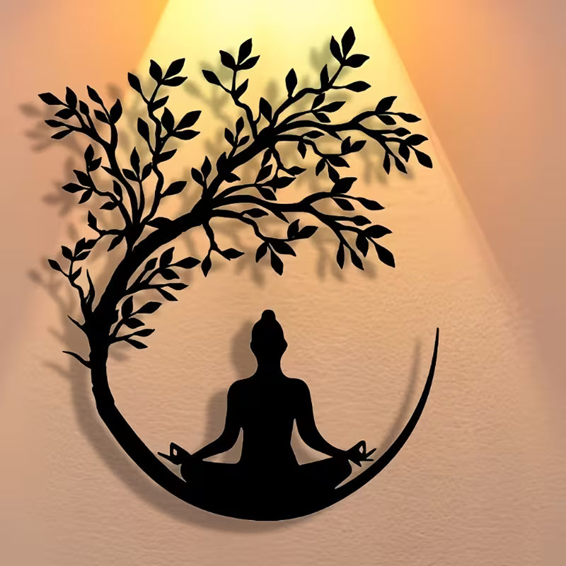 Exquisite Yoga Metal Plaque – Decorative Wall Art, Suitable for Ramadan, Home, Office & Cafes