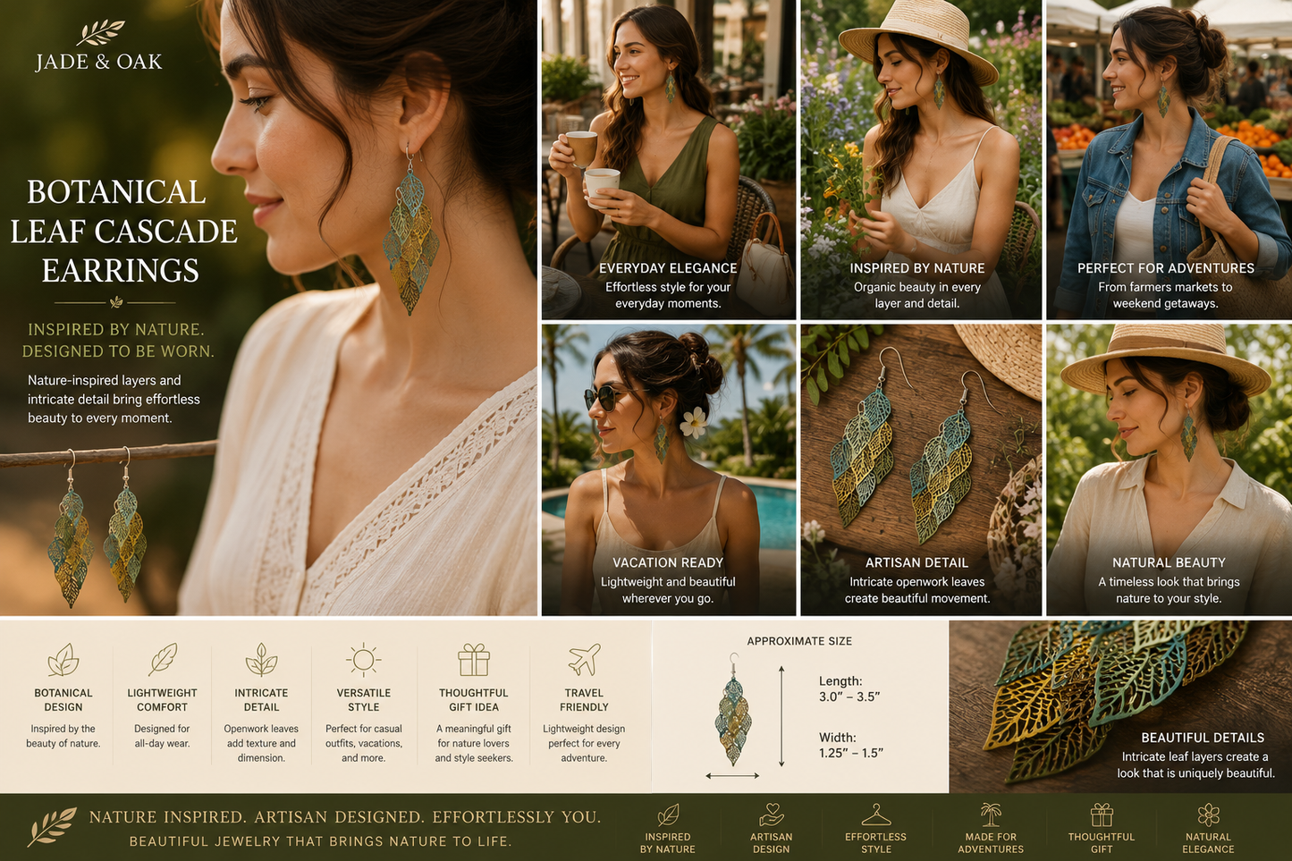 Botanical Leaf Cascade Earrings
