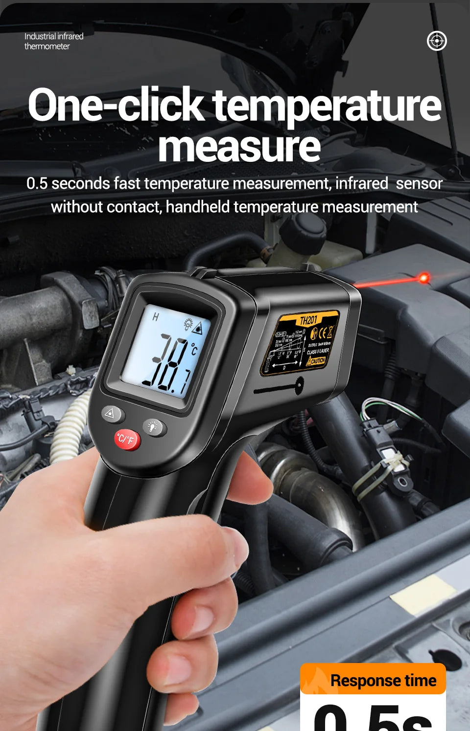 Digital Infrared Thermometer Highly Sensitive Non-contact Temperature Measuring Gun Hygrometer