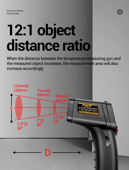 Digital Infrared Thermometer Highly Sensitive Non-contact Temperature Measuring Gun Hygrometer