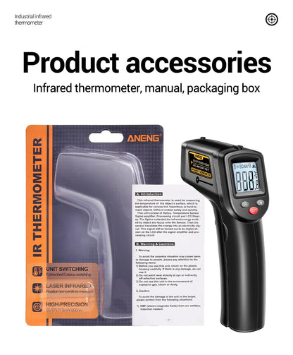 Digital Infrared Thermometer Highly Sensitive Non-contact Temperature Measuring Gun Hygrometer