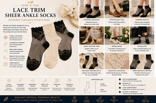 Lace Trim Sheer Ankle Socks – Set of 3