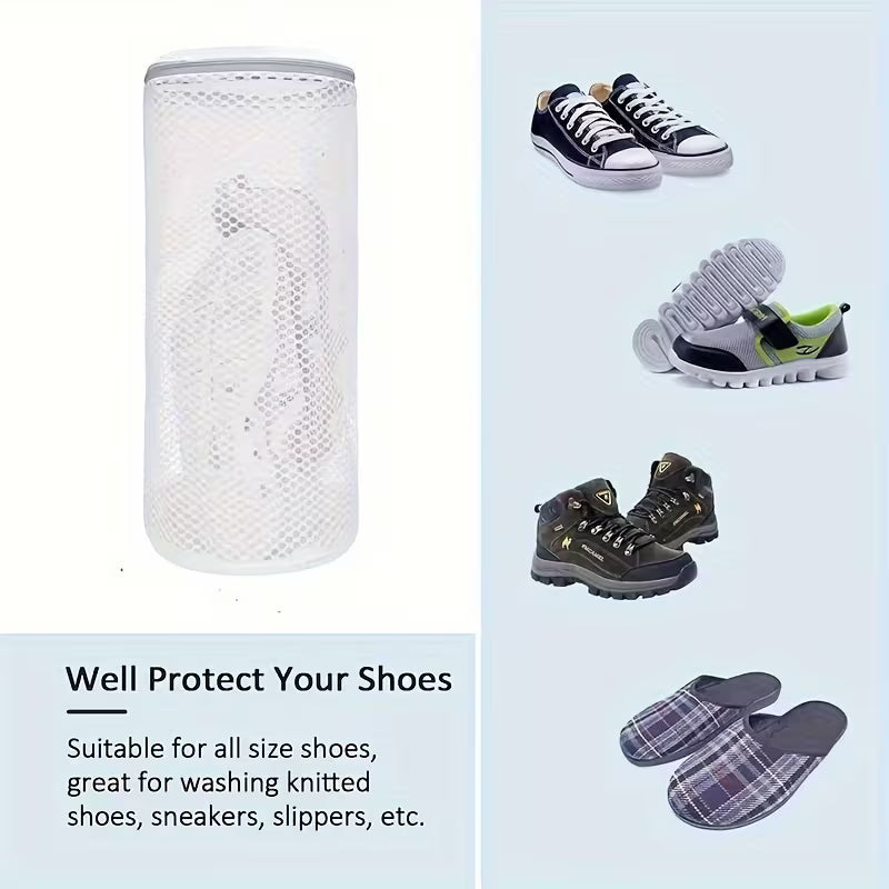 Shoe Washing Bags (2 Pack) – Honeycomb Mesh Sneaker Laundry Bags with Zipper, Large 7×15 Inch Shoe Cleaner for Sneakers, Gym Shoes & Slippers