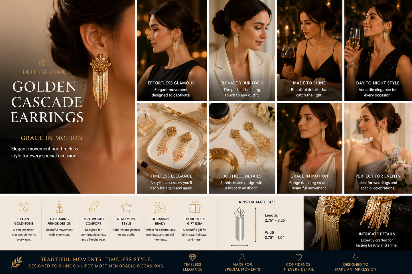 Golden Cascade Statement Earrings