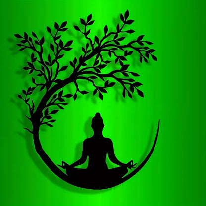 Exquisite Yoga Metal Plaque – Decorative Wall Art, Suitable for Ramadan, Home, Office & Cafes