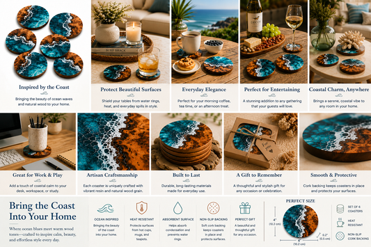 Ocean Shore Artisan Coaster Collection
