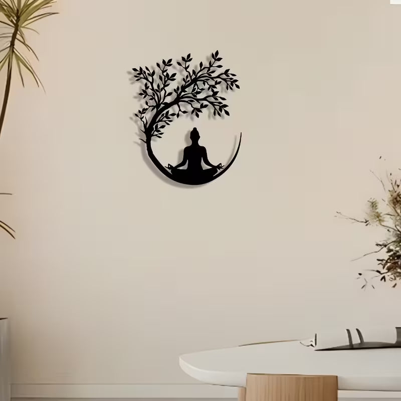 Exquisite Yoga Metal Plaque – Decorative Wall Art, Suitable for Ramadan, Home, Office & Cafes