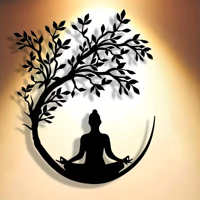 Exquisite Yoga Metal Plaque – Decorative Wall Art, Suitable for Ramadan, Home, Office & Cafes