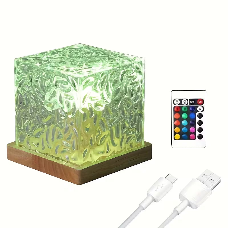 Aurora Wave Cube Ambient Light – USB Powered Multi-Color LED Night Lamp with Remote Control for Bedroom & Living Room