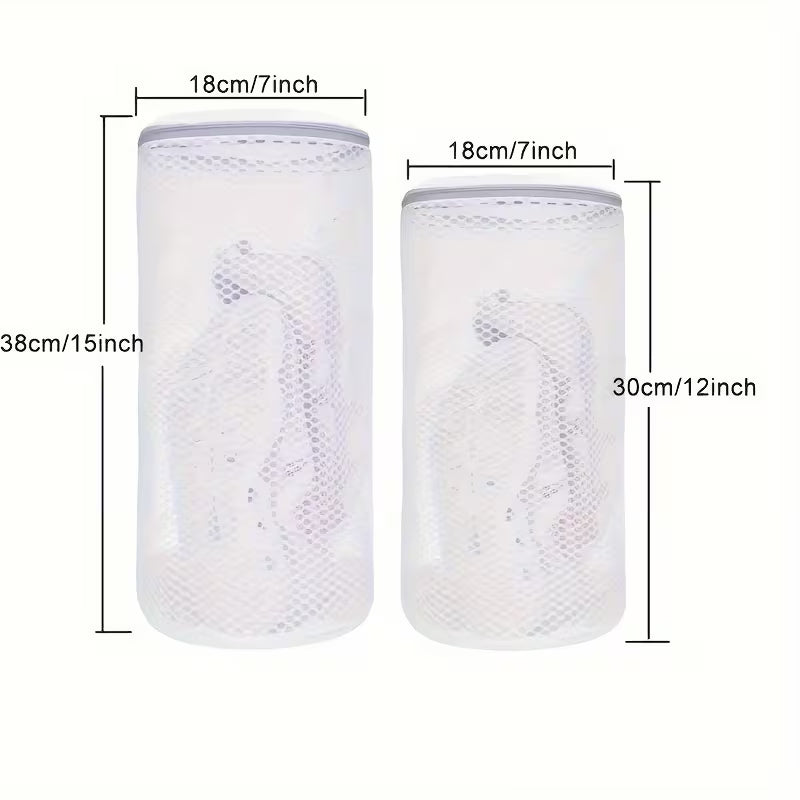 Shoe Washing Bags (2 Pack) – Honeycomb Mesh Sneaker Laundry Bags with Zipper, Large 7×15 Inch Shoe Cleaner for Sneakers, Gym Shoes & Slippers
