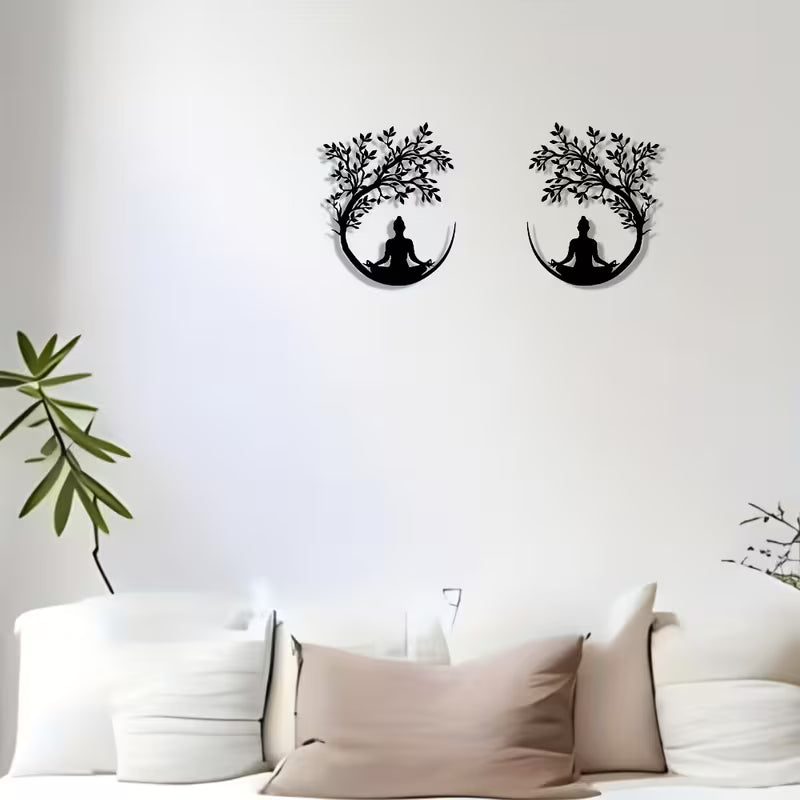 Exquisite Yoga Metal Plaque – Decorative Wall Art, Suitable for Ramadan, Home, Office & Cafes